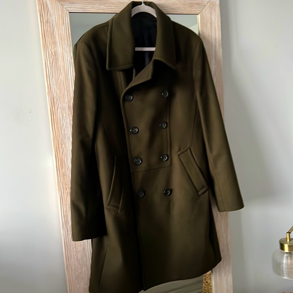Zara army green pea coat